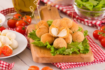 Fried Mozzarella cheese balls.