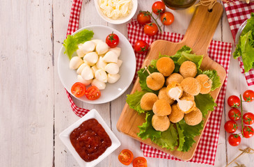 Fried Mozzarella cheese balls.
