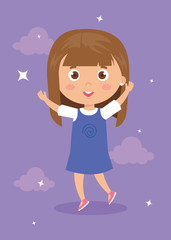 beautiful girl standing with his hands up vector illustration design