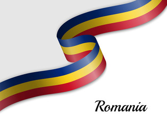 waving ribbon flag Romania