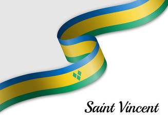 waving ribbon flag Saint Vincent