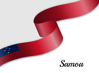 waving ribbon flag Samoa