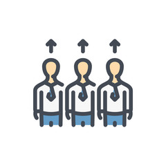 Audience growth color line icon. Career and team progress vector outline colorful sign.