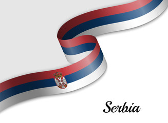 waving ribbon flag Serbia
