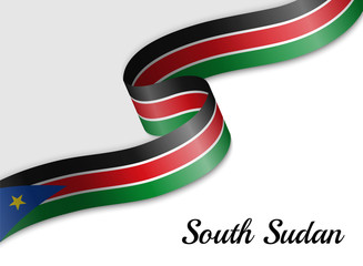 Obraz premium waving ribbon flag South Sudan