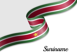 waving ribbon flag Suriname
