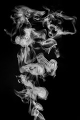 Smoke or steam on black isolated background for insertion image in overlay mode_