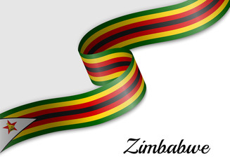 waving ribbon flag Zimbabwe