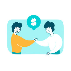 People holding dollar sign hand drawn vector illustration