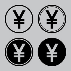 Obraz premium Set of Japanese yen or Chinese yuan coin icons. Business and finance concept. Flat vector illustration.