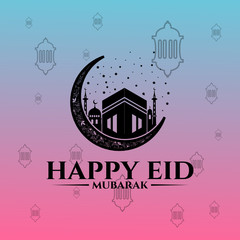 happy eid mubarak design vector