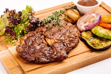 A plate with roast beef. Food concept