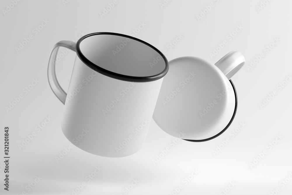 Poster enamel cupisolated on a background - 3d rendering