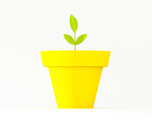  Flower pot with sprout - 3D illustration