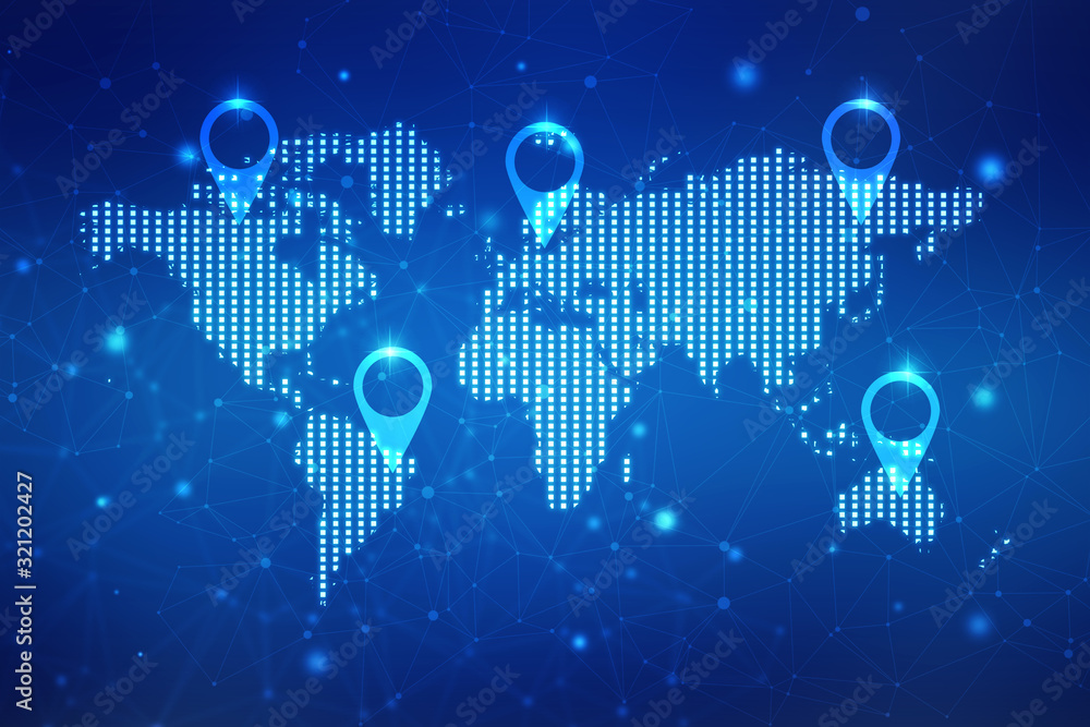 Poster 2d rendering red map pointer
