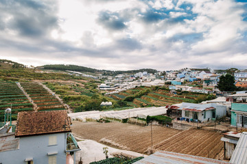 Residential neighborhood next to the Buddhist complex. Dalat. Vietnam.