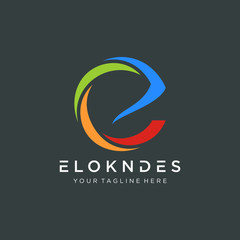 initial letter E logo design with swoosh element . Creative Cut Design Vector Illustration. The logo can be used for business consulting and financial companies. -vector