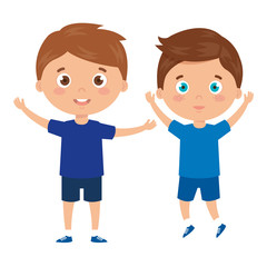 handsome boys standing on white background vector illustration design