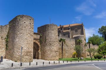 Fototapeta na wymiar Historic city gate and wall in Ronda, Spain