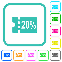 20 percent discount coupon vivid colored flat icons