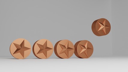 golden stars for costumer satisfaction, 3d illustration