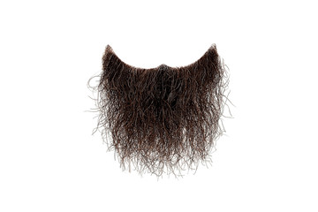 Disheveled brown beard isolated on white. Mens fashion