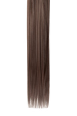 Brown hair isolated on white background. Long ponytail