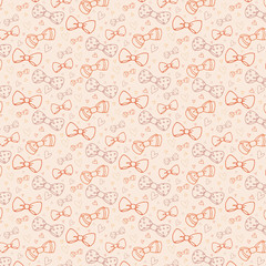 Romantic spring background. Drawn and bows. 