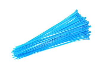 blue cable tie on white background
