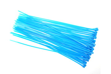 blue cable tie on white background
