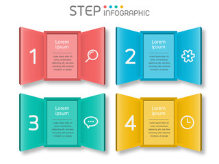 Geometric square shape with steps,options,processes or workflow.Business data visualization. Creative step infographic template for presentation,vector illustration.