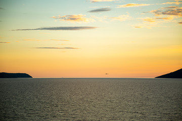 Sunset over Nagaev Bay, Magadan, Russia.