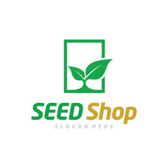 Seed Shop Logo, Nature And Leaf Logo