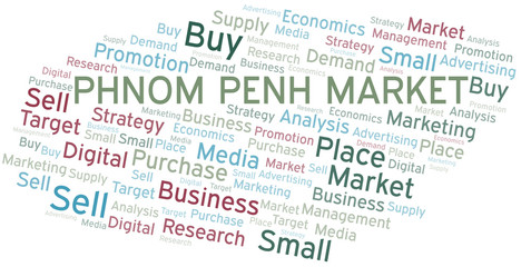 Phnom Penh Market word cloud. Vector made with text only.