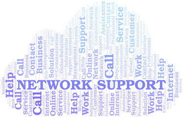 Network Support word cloud vector made with text only.