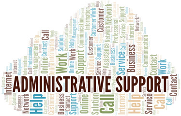 Administrative Support word cloud vector made with text only.