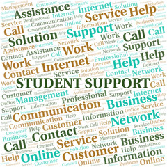 Student Support word cloud vector made with text only.