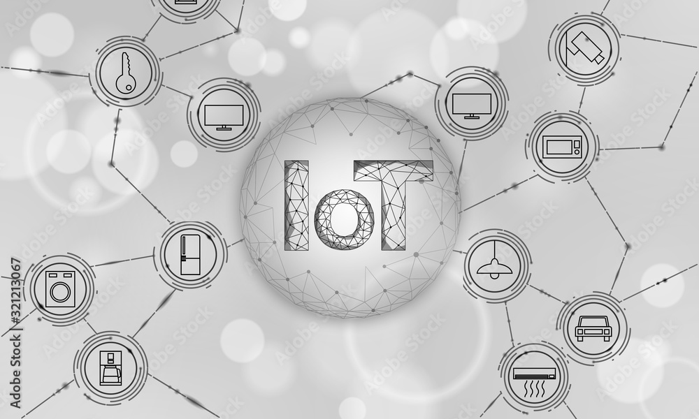 Poster internet of things icon innovation technology concept. smart city wireless communication network iot