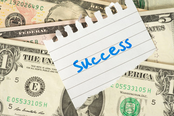 Dollar bills and success