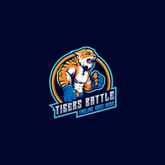 Vector Logo Illustration Tigers Battle Export Style