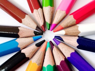 Fototapeta premium color pencils isolated on white background