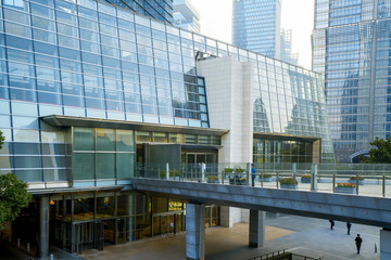 Panoramic skyline and buildings with empty concrete square floor,shanghai,china