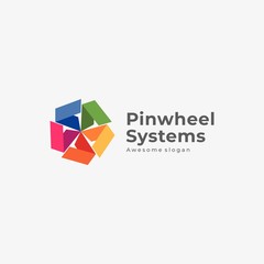 Vector Logo Illustration Pinwheel Systems Colorful Style