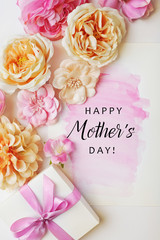 mothers day card with gift box and flowers - 321214649