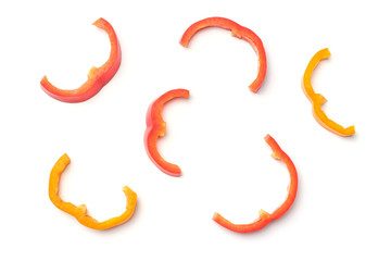 Sliced bell pepper isolated over white background