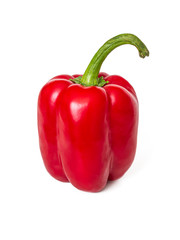 Ripe red bell pepper with green stalk