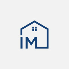 letter I M with House element. Construction logo template, Home and Real Estate icon. Housing Complex Simple Vector Logo Template. - vector