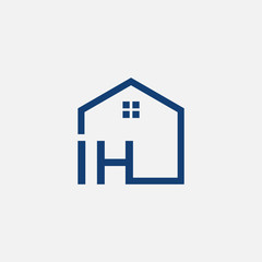 letter I H with House element. Construction logo template, Home and Real Estate icon. Housing Complex Simple Vector Logo Template. - vector