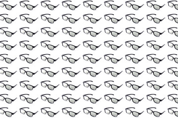 Pattern of a lot of sunglasses on a white isolated background.