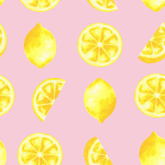 pattern of watercolor lemon